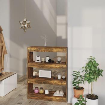 Estantería divisor de madera contrachapada 80x30x103 cm en blanco, negro y roble sonoma, mueble de almacenaje para oficina, estudio, sala de estar y dormitorio. Estantería/librería/m