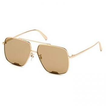 Bally Unisex Aviator Sunglasses BY0017-D in Shiny Rose Gold/Brown, 60mm