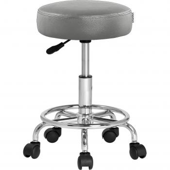 Taburete giratorio acolchado con pies de acero cromado 360 ° Gris