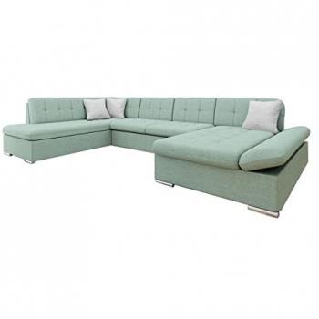 Sofá rinconero Comfivo 173, turquesa, con función de descanso y caja de ropa de cama, dimensiones 345x205x76cm