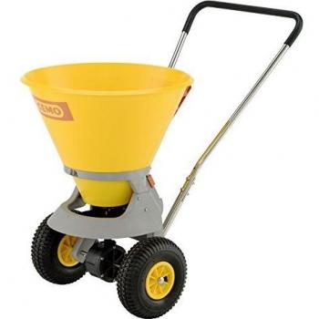 Carro de esparcimiento 35L con regulador de cantidad, capacidad para superficies medianas, ruedas neumáticas y ancho de esparcido ajustable de 1 a 4 m