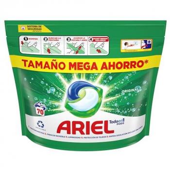 Ariel Todo En 1 PODS, Detergente Líquido Para Lavadora 70 Cápsulas Original, 5 Acciones Para Una Limpieza Increíble