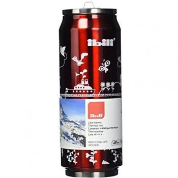 IBILI 796905 – Lata ecológica isotérmica de Acero Inoxidable, Rojo/Plata, 7 x 7 x 20 cm, 500 ml