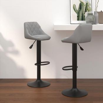 Taburetes de Bar de Terciopelo Gris Claro - 2 Piezas, Diseño Elegante, Asiento Acolchado, Estructura Resistente