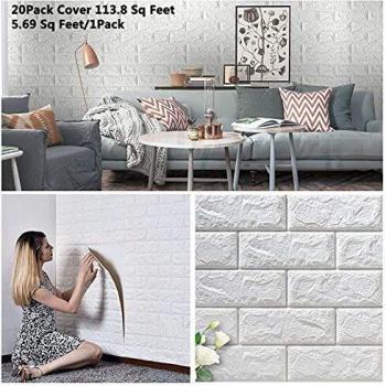 Arthome 20piezas Paneles de Pared de ladrillo de Imitación 3D, Papel Pintado de Espuma Autoadhesivo, Decoración de Pared de Fondo de Aala de Estar