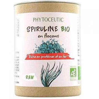 Espirulina bio en copos 50 g - Phytoceutic, producto natural, fuente de proteínas, rica en vitaminas y minerales, cultivo orgánico, sin aditivos ni conservantes
