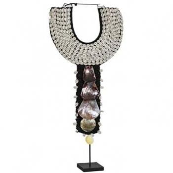 Figura Decorativa Romimex Blanco Negro Collar de Conchas 32 x 60 x 2 cm