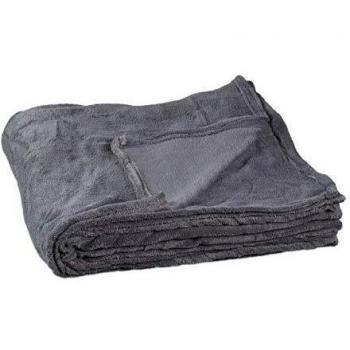 Manta Extra Grande de Poliéster, Forro Polar, Lavable a 30°C, 1 x 200 x 220 cm, Gris - Relaxdays