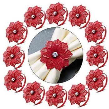 Boyigog 12 Pcs Aro de Servilleta Hebilla, Ahueca hacia Fuera Rose Servilleteros de Aro, Servilletas de Alta Gama Rings Fiesta de Navidad y Decoración Hermoso y Elegante