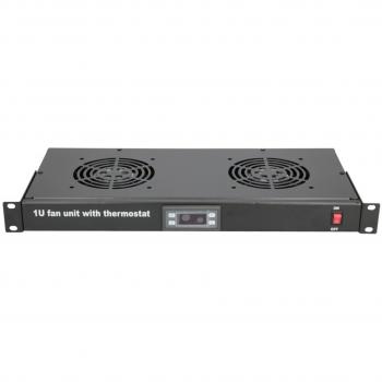Panel del ventilador Extralink 19 para montaje en rack con 2 ventiladores y termostato.