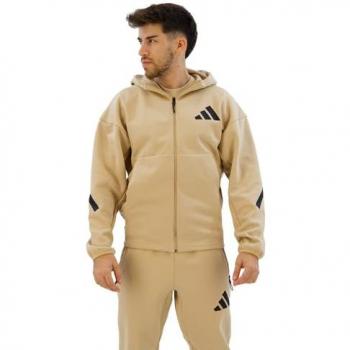 Adidas Z.N.E. Full-Zip Hooded Track Jacket - Beige - Size XL - Poly Mesh
