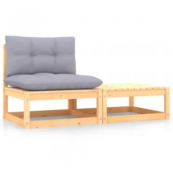 2-Piece Garden Lounge Set with Cushions Solid Pine Wood