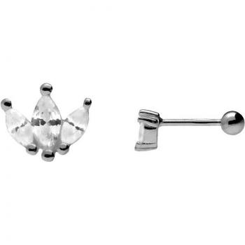 Pendiente Piercing Mini Corona de Plata con Circonitas - 74-3070