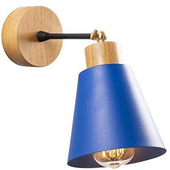 Aplique de pared WELLHOME azul, estructura de metal 14x14x25 cm, casquillo E27 Max 40W