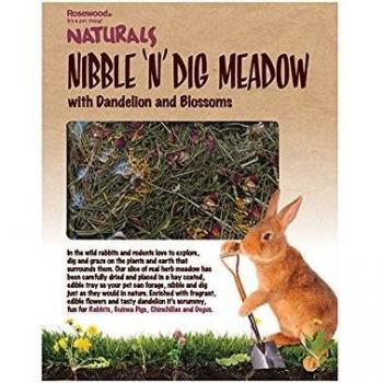 Rosewood Naturals Nibble 'n' Dig Meadow, Diente de león y Flores, para Animales pequeños