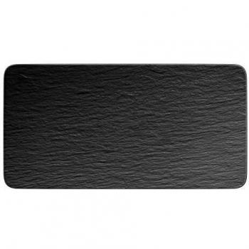 Plato de Servir Rectangular Villeroy & Boch Manufacture Rock 35x18 cm Negro, Porcelana Premium, Apto para Lavavajillas y Microondas