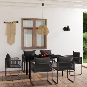 vidaXL 7-Piece Black Garden Dining Set