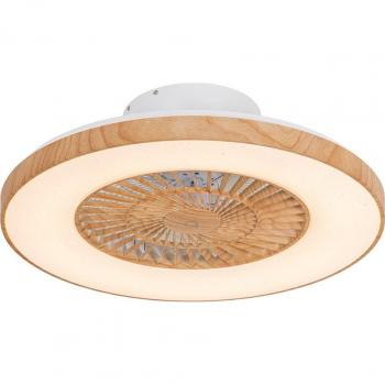 Ventilador de techo de madera con LED y mando a distancia - Climo, rústico, incluye led, Max. 1 x 40 Watt, Acero/Plástico, Redonda
