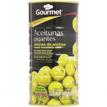 Gourmet - Aceitunas gigantes rellenas de anchoa - Verde manzanilla extra - 600 g - [pack de 3]