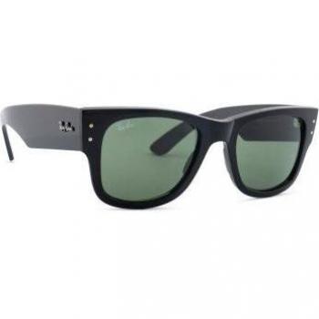 Ray-Ban Mega Wayfarer RB0840S 901/31 51-21 Sunglasses in Polished Black with Green Lenses Unisex Square
