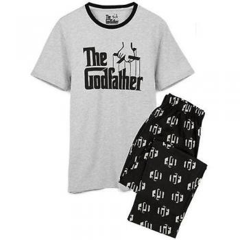 Conjunto de pijama largo para hombre con logotipo de El Padrino en gris y negro M