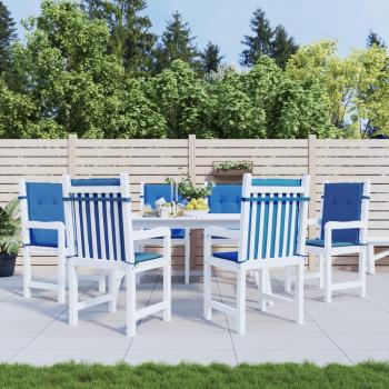 Cojines de silla jardín respaldo bajo 6 uds tela Oxford azul real 100x50x3 cm