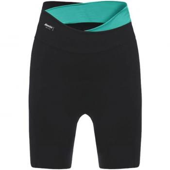 Santini Sfida Women's Pantalones Cortos de Ciclismo, Mujer, Black/Aqua, Small