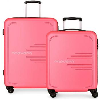 Movom Flash Juego de maletas Rosa 55/69 cms Rígida ABS Cierre combinación 117L 4 Ruedas Equipaje de Mano
