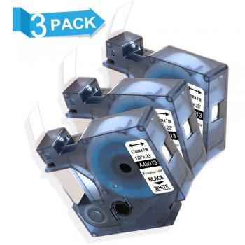 3x Dymo D1 Standard 45013 S0720530 Cintas para impresoras de etiquetas, 12 mm x 7 m, Negro sobre Blanco, Estándar Pack Compatible para la LabelManager 160 350 LabelPoint 250 LabelWriter Etc.