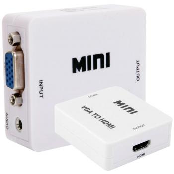 Adaptador Mini VGA a HDMI Full HD 1080p con Audio para PC y Laptop