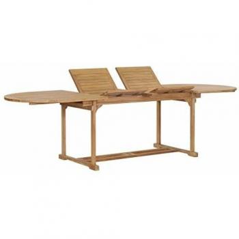 Mesa de jardín extensible ovalada 180-280x100x75 cm en madera maciza de teca