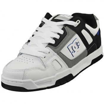 Zapatillas de skate DC Shoes Stag para hombre, modelo 320188-HYB, color blanco, con características en gris y negro