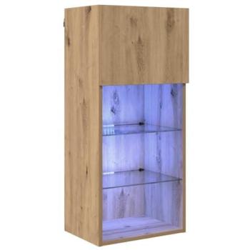 Mueble de TV Montado en la Pared Roble Artesanal 40.5 x 30 x 90 cm con Estantes y Puertas de Bisagra