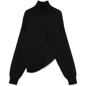 Alaïa Black Ribbed Knit Sweater with Cut-Out Detailing, Female, Size XS