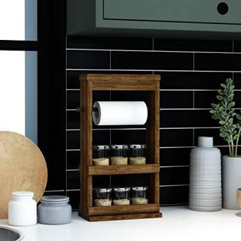 Estantería de cocina Sydfalster con portarollos en madera de pino teñido, 45 x 28 x 12,5 cm, tono oscuro