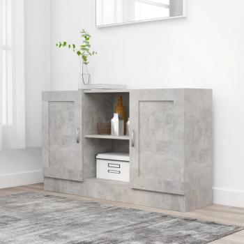 Aparador de madera contrachapada moderno 120x30,5x70 cm, mueble de almacenaje para salón, buffet y armario auxiliar en color gris hormigón