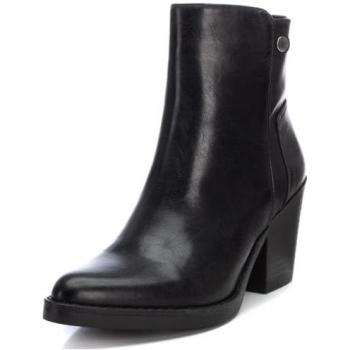 Botines Cowboy para Mujer Refresh con Cremallera Lateral, Tacón Medio y Color Negro