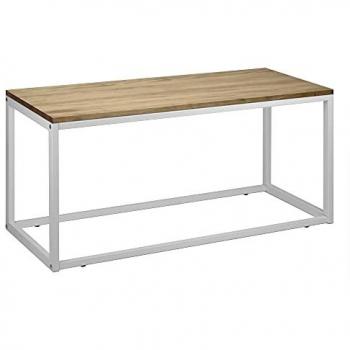 Mesa Auxiliar iCub 100x45x40cm Blanca en Madera Maciza de Pino Acabado Vintage Estilo Industrial