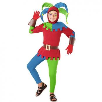 Kimokawaii Disfraz de Bufón medieval multicolor para niño