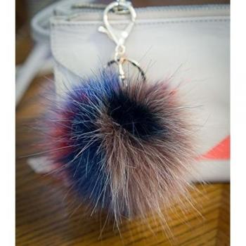 3 para 2. 12 cm grande suave piel sintética/Artificial Mapache estilo Pom Pom Big funda oro llavero cierre encanto, 10cm Multi Brown