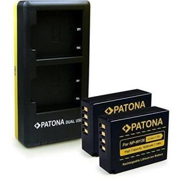PATONA 2in1 Dual Cargador con micro USB + 2x Batería NP-W126 para Fuji X-T1 | X-E2 | X-M1 | X-E1 | X-Pro1 | X-A1 | X-T10 | X-A2 | FinePix HS50EXR | HS30EXR | HS33EXR