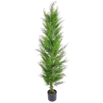 Planta Artificial de Interior Ciprés Verde 150 cm Hiperrealista con Maceta de Plástico Negro