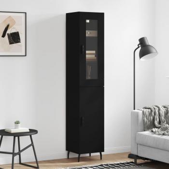 Aparador de madera contrachapada negro 34,5x34x180 cm vidaXL