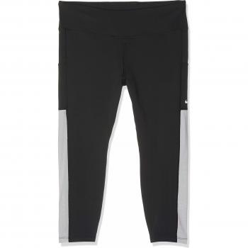 Nike W One Tight Crop Mesh Pkt Sport Trousers, Mujer, Black/Atmosphere Grey/White, L