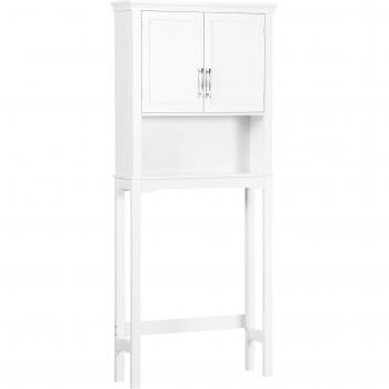 Mueble sobre Inodoro Armario Alto para Lavadora con 2 Puertas Balda Ajustable y 1 Estante 71x20,5x165 cm Blanco