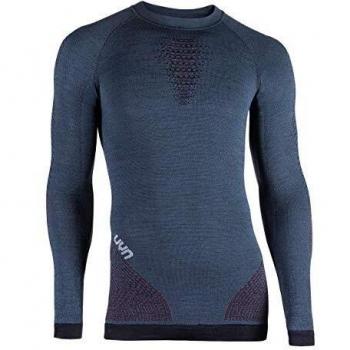UYN Fusyon UW Camiseta de Manga Larga para Hombre, Color Azul, Burdeos y Gris Perla, Talla L/XL