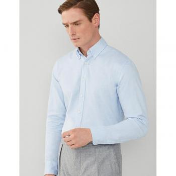 Camisa de hombre slim fit lisa en azul marino de Hackett London