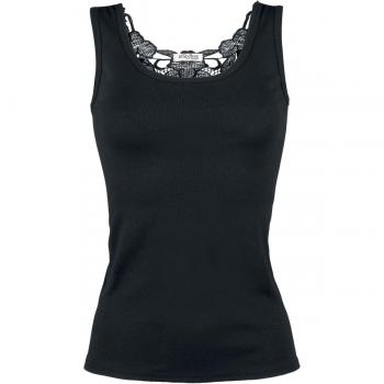 Innocent Cross Mujer Top Negro L, 100% algodón, mit Spitze Regular