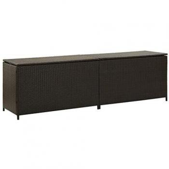 vidaXL Garden Storage Box Poly Rattan 200x50x60 cm Brown