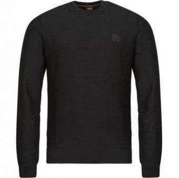 Boss Orange Anion Mens Cotton-Cashmere Regular-Fit Sweater With Logo Patch - Black - Size Large